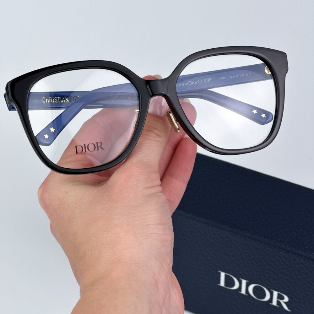 Dior Laparisiennedioro S3f 1000 Brand New Eyeglasses Black Blue Women Geometric